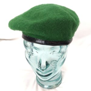 British, Highlander HAT013 Green Wool Beret Cap, Size S, Leather Band
