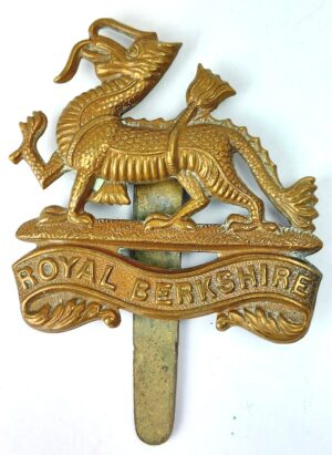 British, Royal Berkshire Regiment, Brass Cap Badge, China Dragon, Slider Fitting