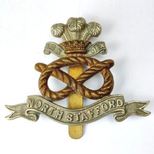 British, WW1 Era, North Staffordshire Regiment Cap Badge, Bi-Metal, Brass Slider