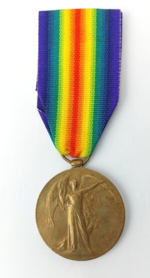 British, WW1, Victory Medal with Orginal Ribbon – Named 2125 Pte A. McClelland, Loyal North Lancashire Regiment