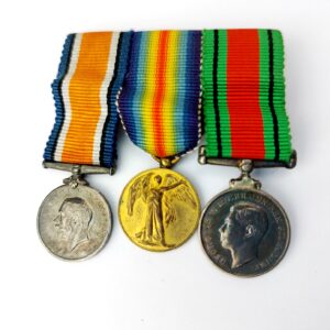 British, WW1–WW2, Miniature Medal Group – British War Medal, Victory Medal & Defence Medal