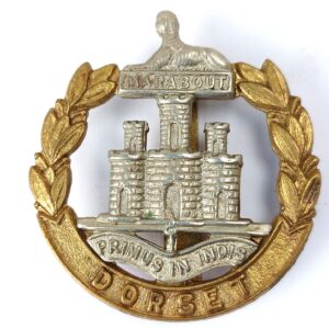 British, WW2 Era, Dorset Regiment Bi-Metal Cap Badge, Slider Fitting