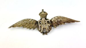 British, WW2, Royal Air Force RAF Sweetheart Brooch Badge, King’s Crown, Winged RAF Monogram