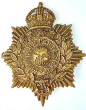 British, c.1902–1952, Royal Marines, King’s Crown Helmet Plate / Badge, 2 Lugs