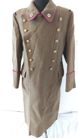 Bulgaria, Cold War Era, Bulgarian People’s Army (BNA) Officer’s Greatcoat – Infantry Branch Shinel with Lion Buttons & Warrior-Sportsman” (Воин-Спортсмен) Badges