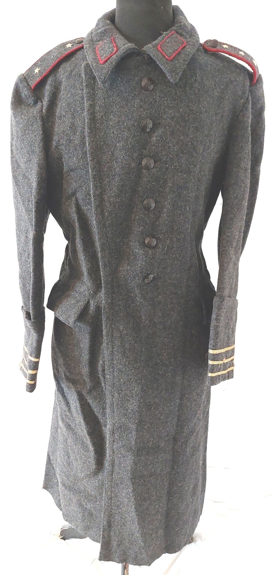 Bulgarian, Cold War Era (1987), Bulgarian People’s Army (БНА) Officer’s Wool Greatcoat (Shinel), Senior Lieutenant Rank, Hristo Botev Factory, Kalofer, Medium