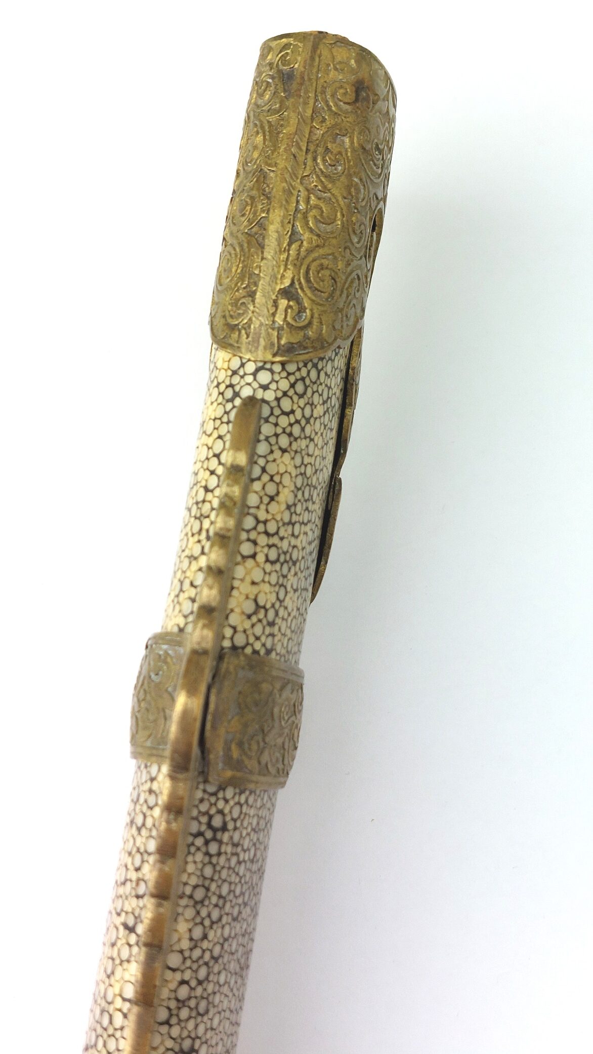 Chinese, Boxer Rebellion Era (Late Qing Dynasty c.1890–1900), Brass Mounted Shagreen Dao / Yaodao Saber (Short Sword) with Shagreen Scabbard - Image 29