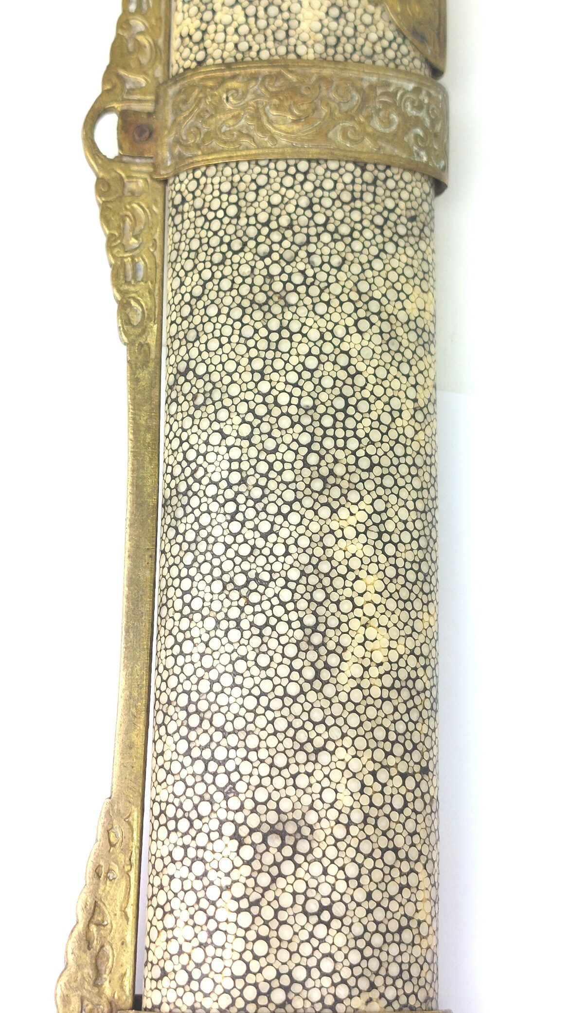 Chinese, Boxer Rebellion Era (Late Qing Dynasty c.1890–1900), Brass Mounted Shagreen Dao / Yaodao Saber (Short Sword) with Shagreen Scabbard - Image 34