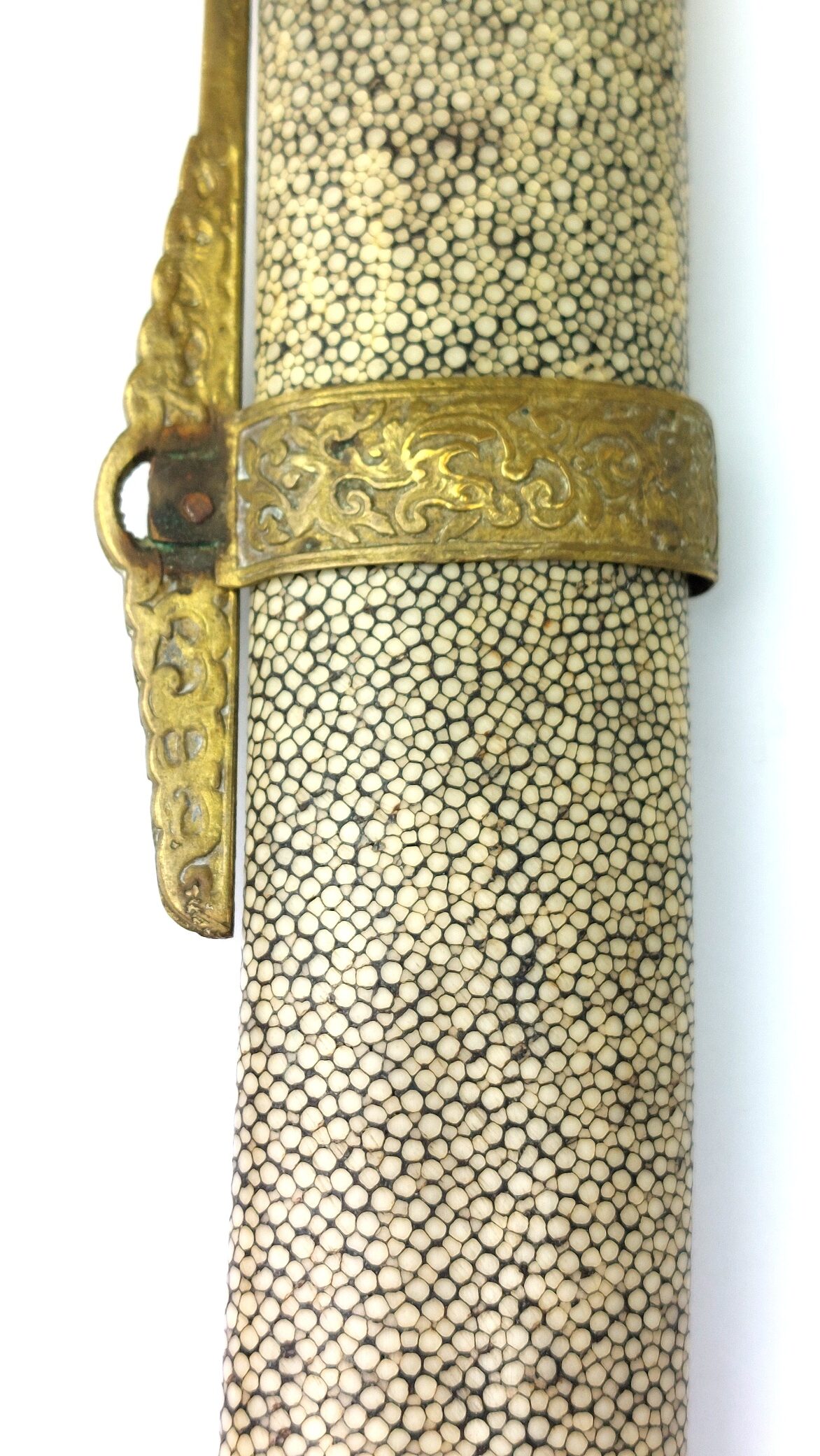 Chinese, Boxer Rebellion Era (Late Qing Dynasty c.1890–1900), Brass Mounted Shagreen Dao / Yaodao Saber (Short Sword) with Shagreen Scabbard - Image 33