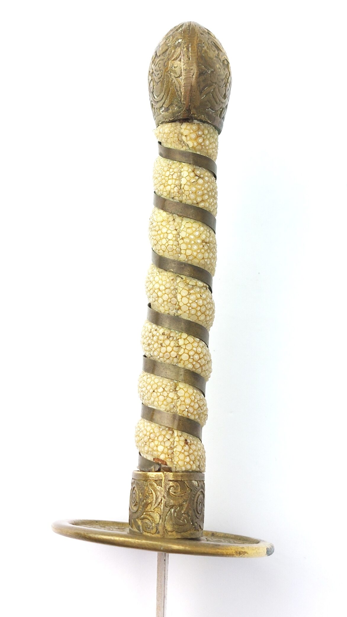 Chinese, Boxer Rebellion Era (Late Qing Dynasty c.1890–1900), Brass Mounted Shagreen Dao / Yaodao Saber (Short Sword) with Shagreen Scabbard - Image 16