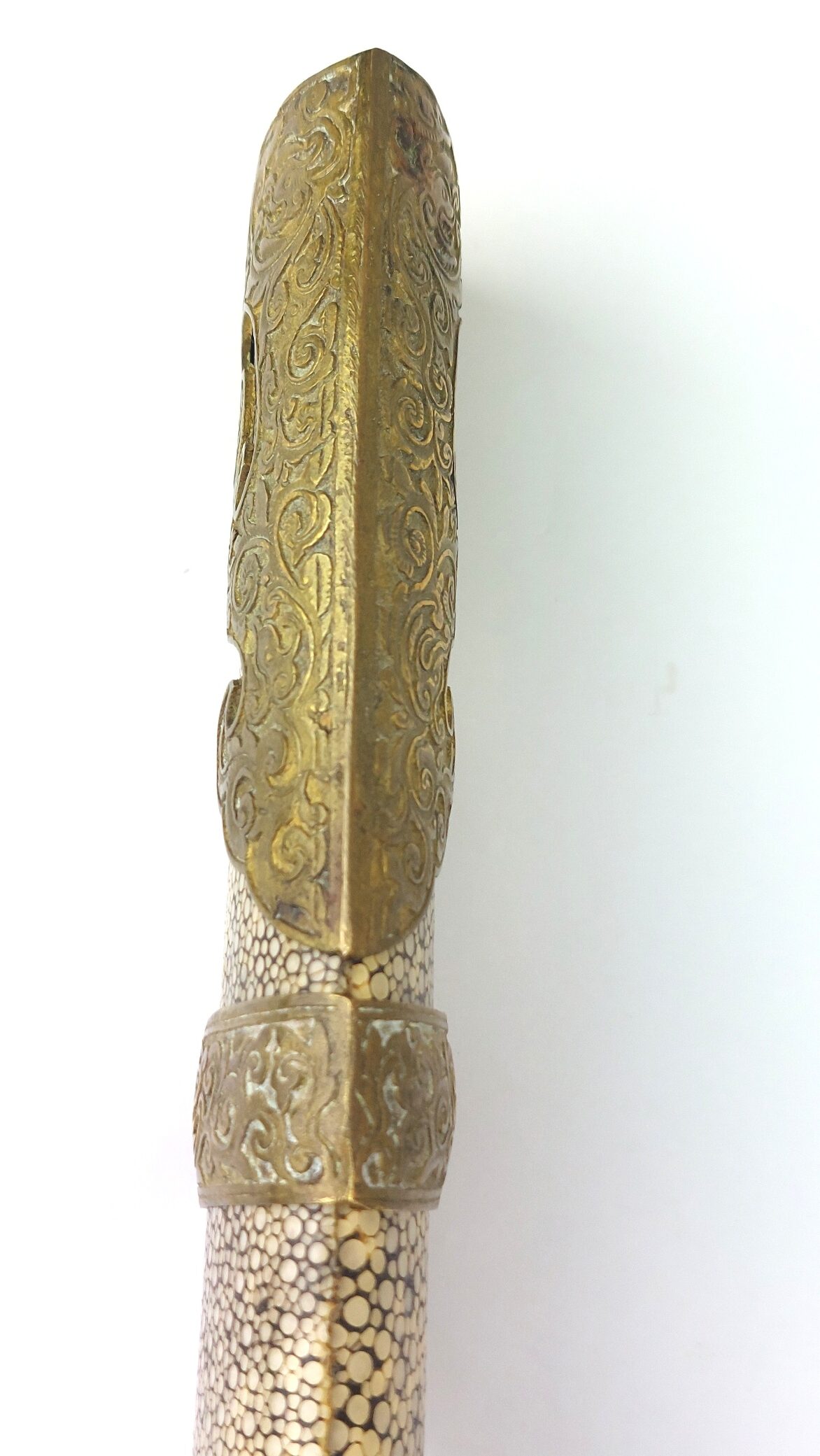 Chinese, Boxer Rebellion Era (Late Qing Dynasty c.1890–1900), Brass Mounted Shagreen Dao / Yaodao Saber (Short Sword) with Shagreen Scabbard - Image 36
