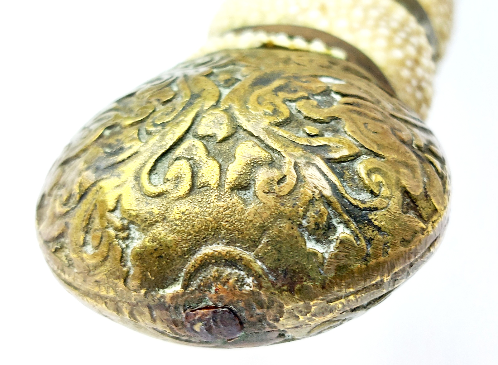 Chinese, Boxer Rebellion Era (Late Qing Dynasty c.1890–1900), Brass Mounted Shagreen Dao / Yaodao Saber (Short Sword) with Shagreen Scabbard - Image 11