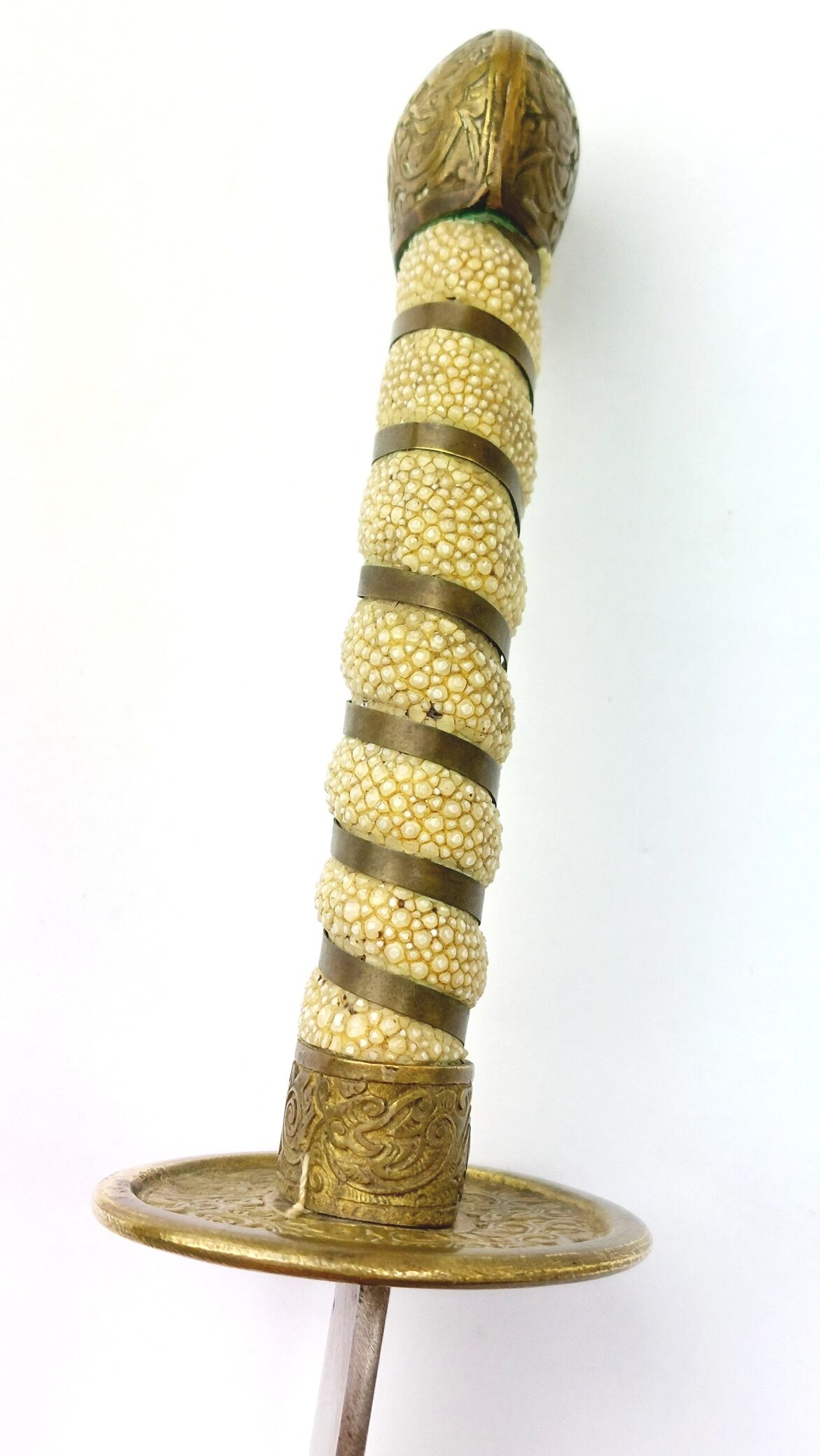 Chinese, Boxer Rebellion Era (Late Qing Dynasty c.1890–1900), Brass Mounted Shagreen Dao / Yaodao Saber (Short Sword) with Shagreen Scabbard - Image 18