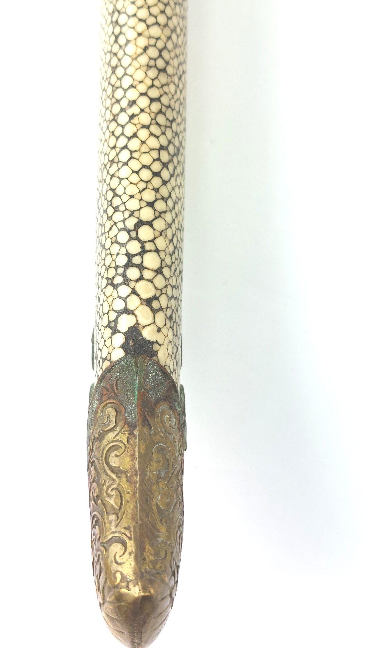 Chinese, Boxer Rebellion Era (Late Qing Dynasty c.1890–1900), Brass Mounted Shagreen Dao / Yaodao Saber (Short Sword) with Shagreen Scabbard - Image 30