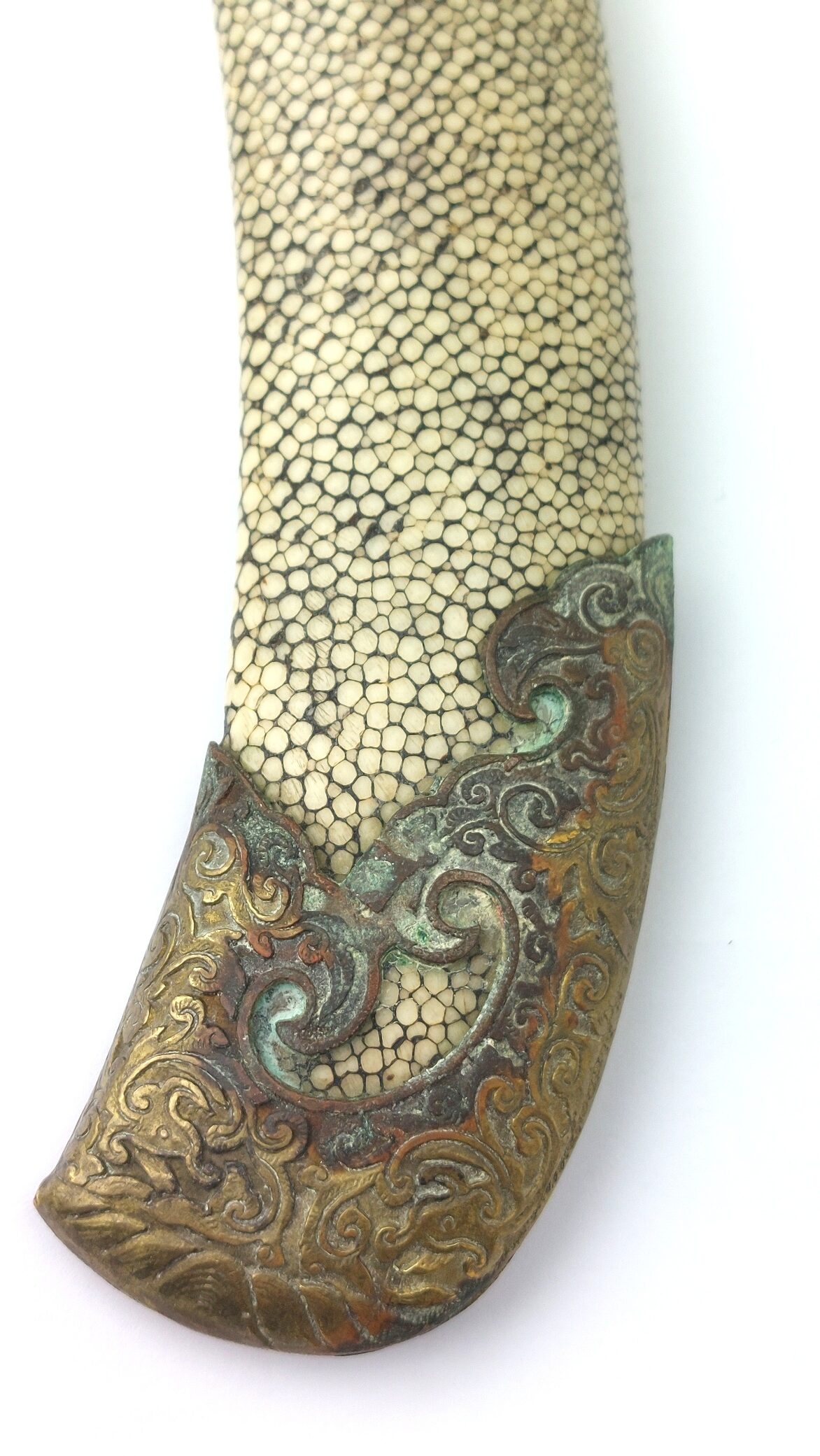 Chinese, Boxer Rebellion Era (Late Qing Dynasty c.1890–1900), Brass Mounted Shagreen Dao / Yaodao Saber (Short Sword) with Shagreen Scabbard - Image 32
