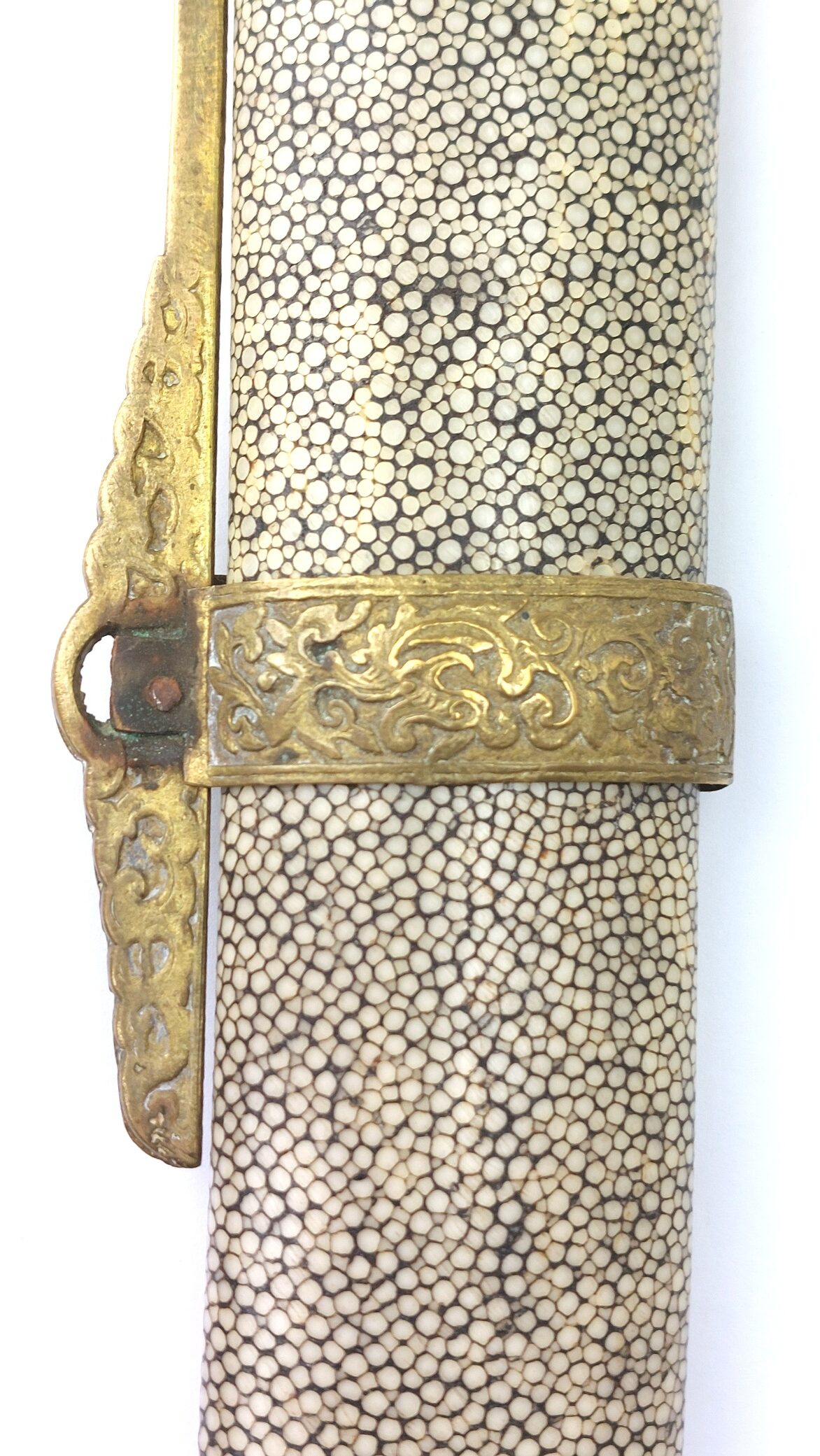 Chinese, Boxer Rebellion Era (Late Qing Dynasty c.1890–1900), Brass Mounted Shagreen Dao / Yaodao Saber (Short Sword) with Shagreen Scabbard - Image 27