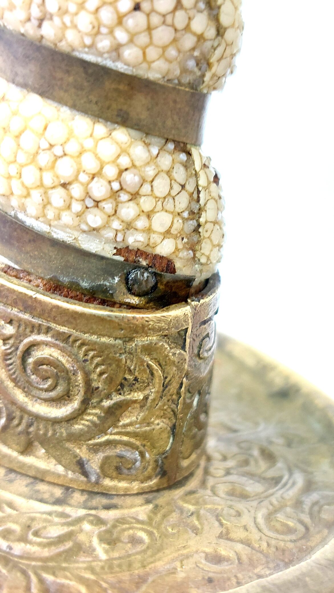 Chinese, Boxer Rebellion Era (Late Qing Dynasty c.1890–1900), Brass Mounted Shagreen Dao / Yaodao Saber (Short Sword) with Shagreen Scabbard - Image 22