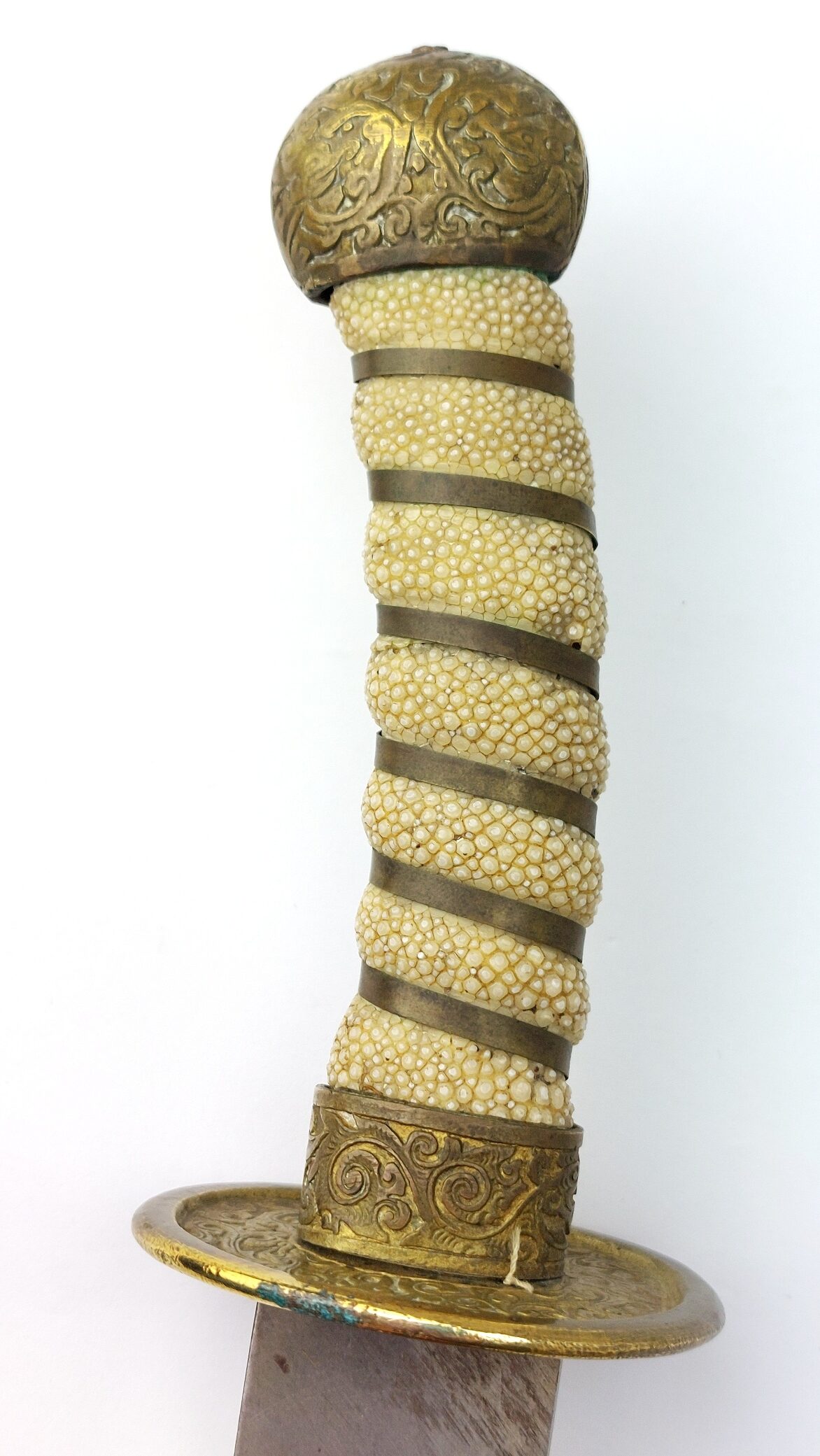 Chinese, Boxer Rebellion Era (Late Qing Dynasty c.1890–1900), Brass Mounted Shagreen Dao / Yaodao Saber (Short Sword) with Shagreen Scabbard - Image 17