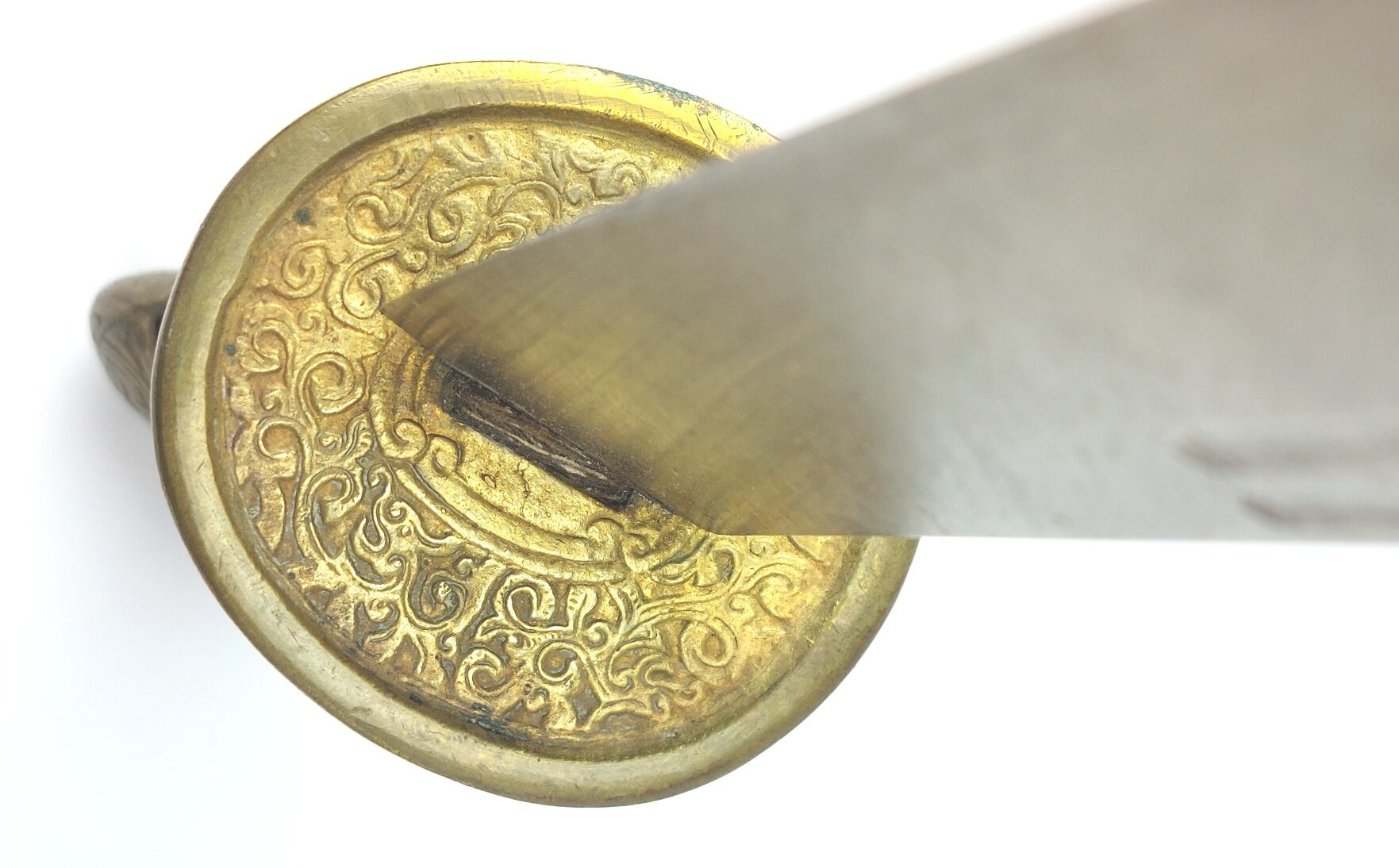 Chinese, Boxer Rebellion Era (Late Qing Dynasty c.1890–1900), Brass Mounted Shagreen Dao / Yaodao Saber (Short Sword) with Shagreen Scabbard - Image 12