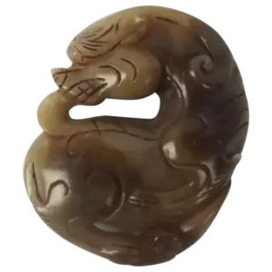 Chinese Qing Dynasty Nephrite Jade Horse With Dragon Head