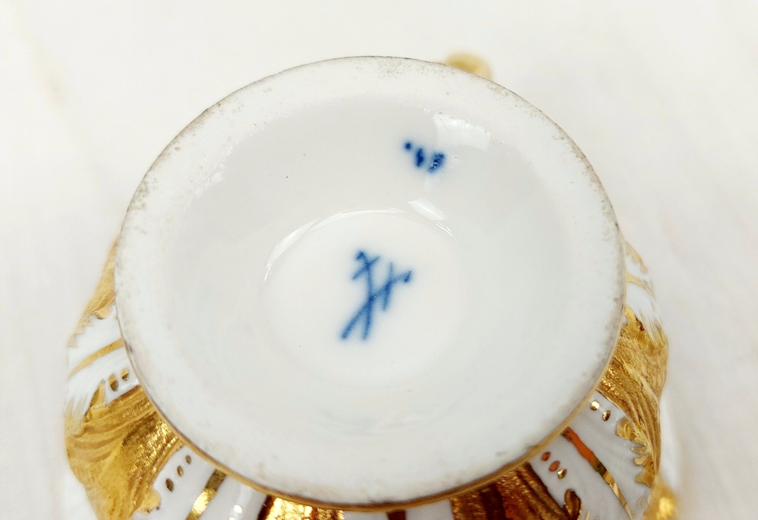 Circa 1880 - 1900 Meissen Acanthus Leaf Porcelain Cup And Saucer - Image 5
