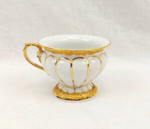 Circa 1900 Meissen White And Gilt Ribbed Porcelain Cup