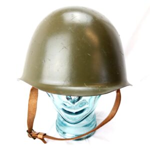 Czech / Polish, Cold War, Steel Combat Helmet Dated 1962 – Vz.53 / Wz.50 Type with Original Leather Liner and Chinstrap