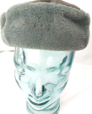 East German (DDR), Cold War, NVA / Volkspolizei Winter Service Fur Cap, Ushanka Type, Grey-Green Cloth, Size 56