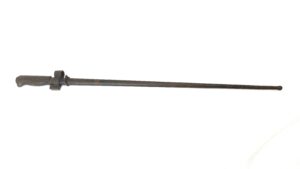 French, WW1, Model 1886/15 Lebel Cruciform Spike Bayonet with Matching Scabbard – Tulle Arsenal Serial T15880, Rare Wartime Blackened Steel Grip