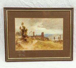 Framed Late Victorian Watercolour Of The Ruins Of Furness Abbey