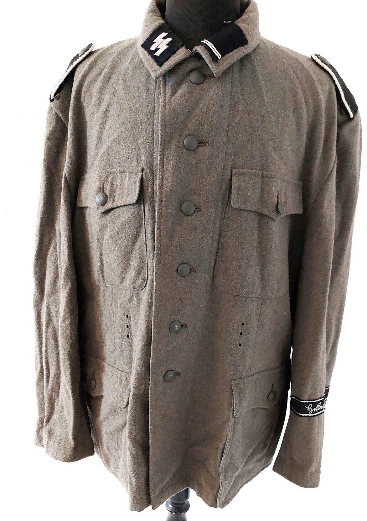 German, WWII Style, Waffen-SS Field Tunic with SS Collar Tabs and “Großdeutschland” Cuff Title, Reproduction Example, Large Size - Image 6