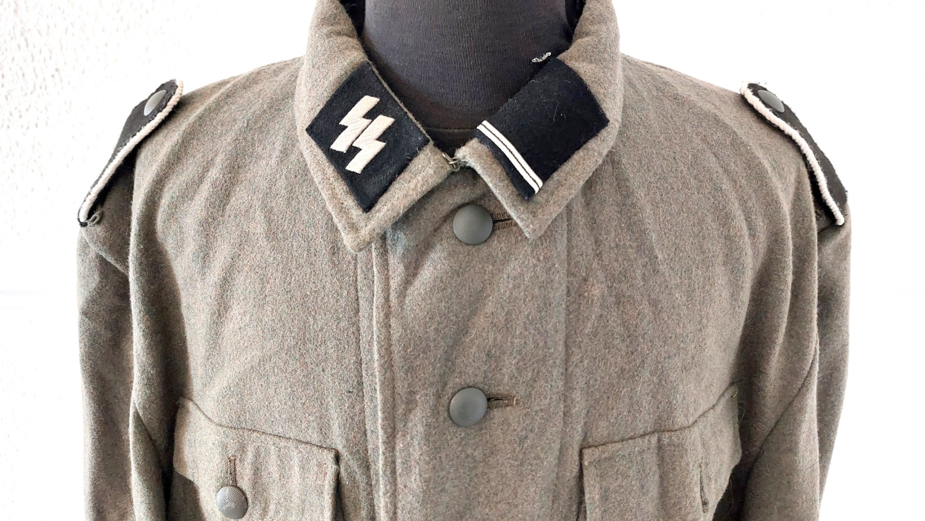 German, WWII Style, Waffen-SS Field Tunic with SS Collar Tabs and “Großdeutschland” Cuff Title, Reproduction Example, Large Size - Image 2