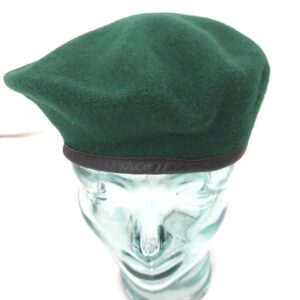 German, Bundeswehr, Green Beret, Size 57, 2003 Reissue Label, Leather Trim, Infantry Type