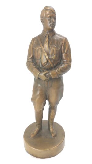 German, Pre-WW2, Third Reich Adolf Hitler Figure, Cold-Cast Bronze Desk Statue