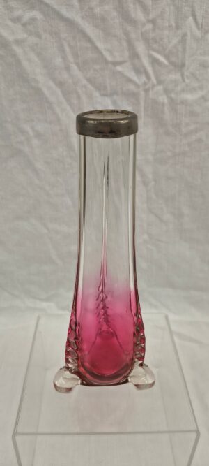 Victorian Silver-Rimmed Cranberry Glass Specimen Vase, c.1880