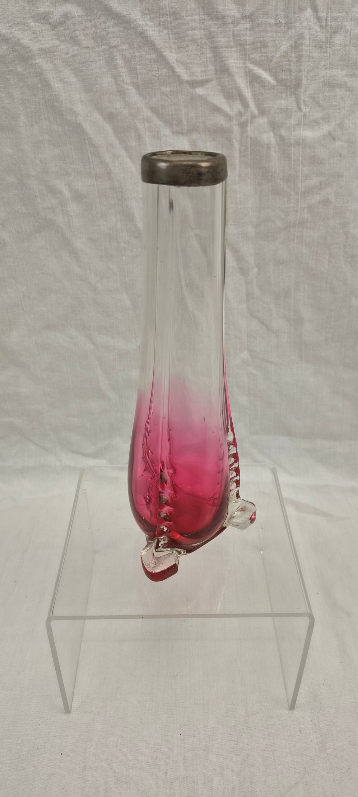 Victorian Silver-Rimmed Cranberry Glass Specimen Vase, c.1880 - Image 2
