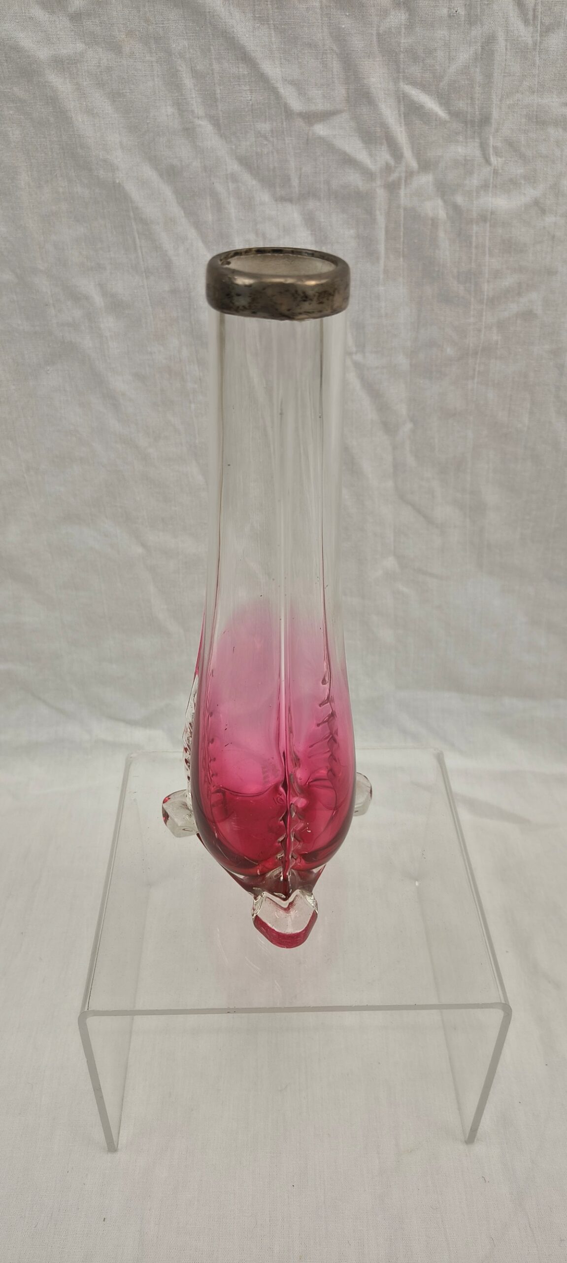 Victorian Silver-Rimmed Cranberry Glass Specimen Vase, c.1880 - Image 3