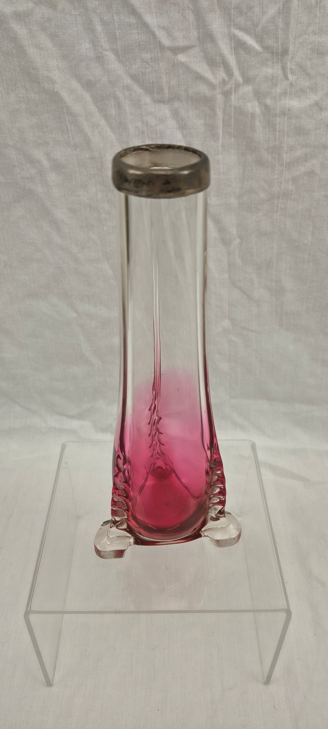 Victorian Silver-Rimmed Cranberry Glass Specimen Vase, c.1880 - Image 4