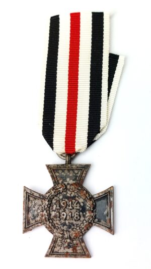 Imperial German, WW1, Commemorative Hindenburg Cross 1914–1918 (Ehrenkreuz des Weltkriegs), Non-Combatant Version, Maker Marked Swan W for Wagner and Sohn