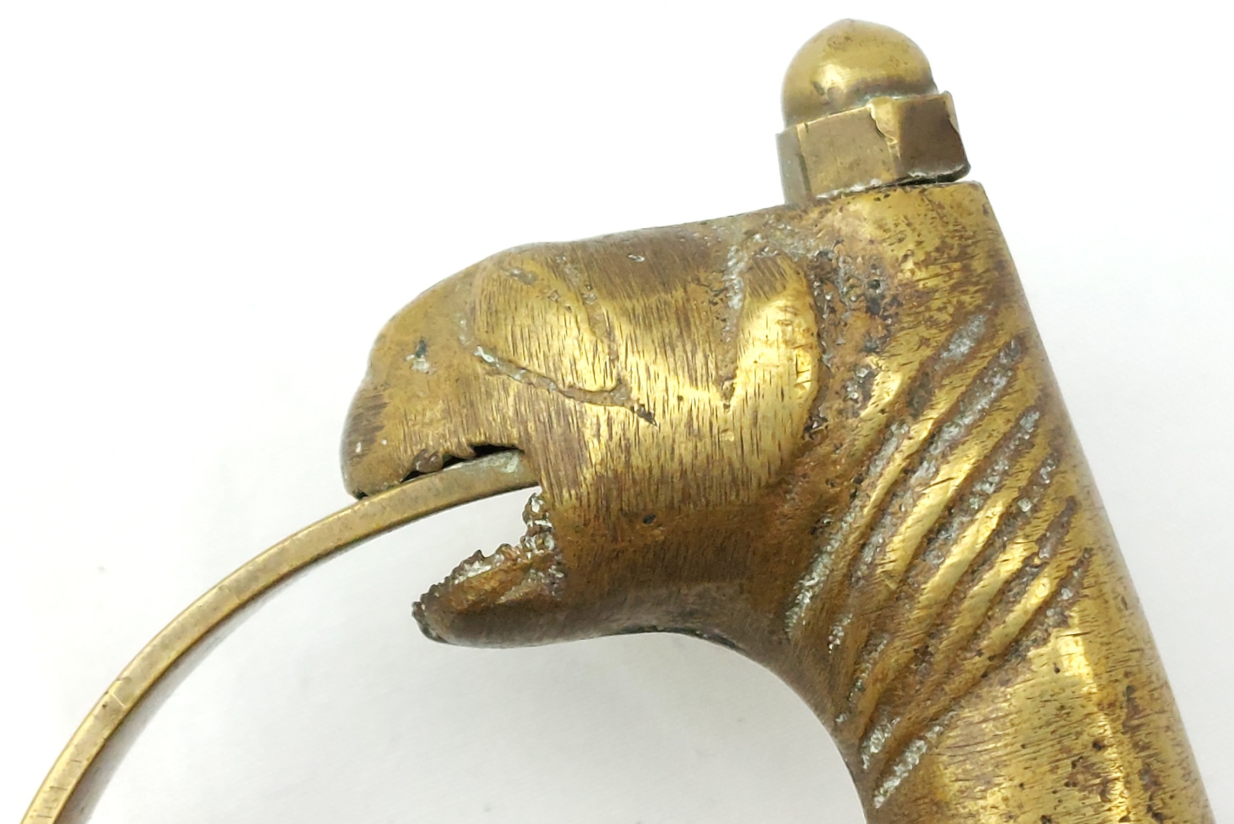 Indian, Late 20th Century, Ceremonial Talwar Dagger / Short Sword with Camel Head Hilt and Velvet Covered Scabbard - Image 15