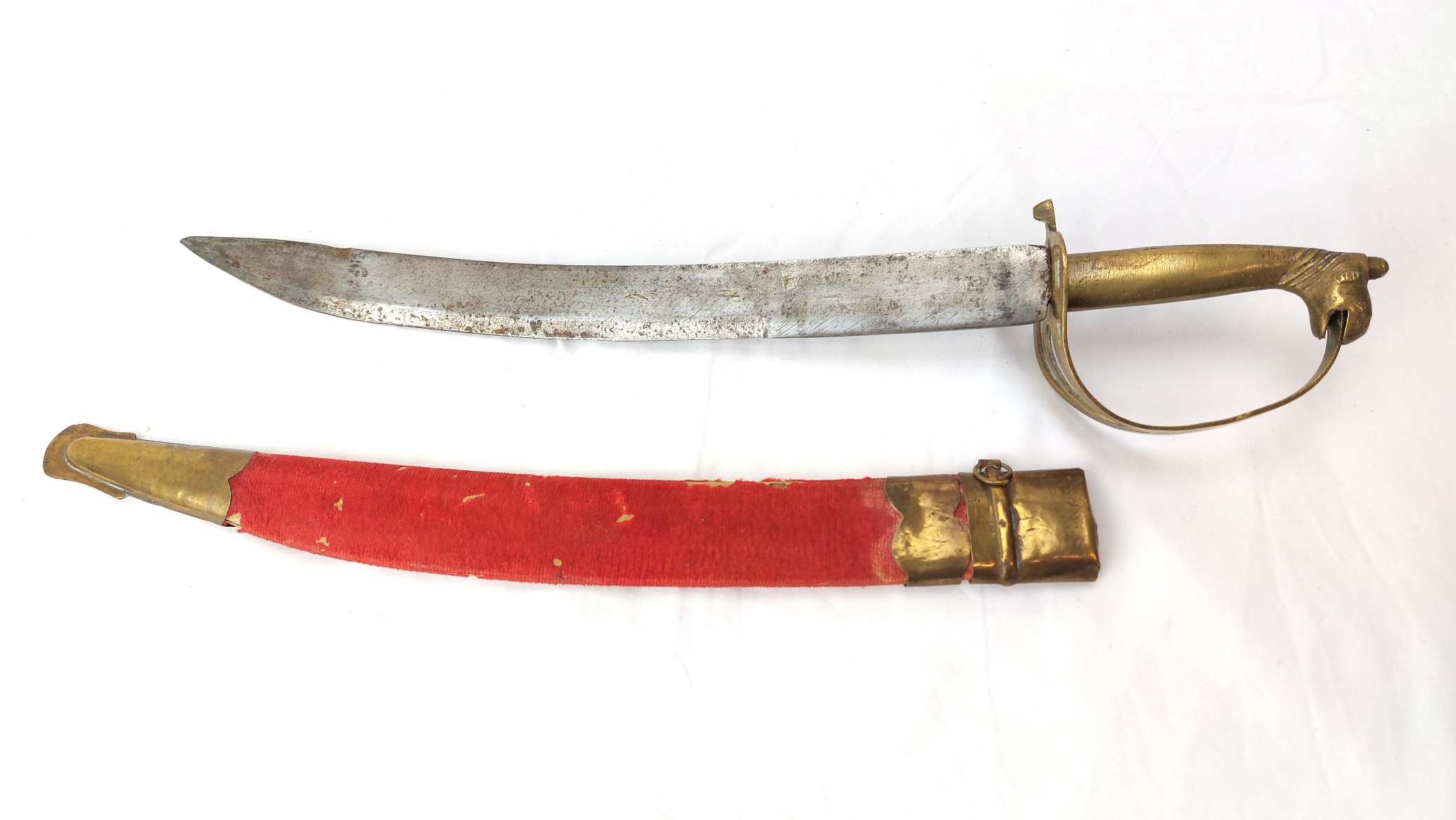 Indian, Late 20th Century, Ceremonial Talwar Dagger / Short Sword with Camel Head Hilt and Velvet Covered Scabbard - Image 2