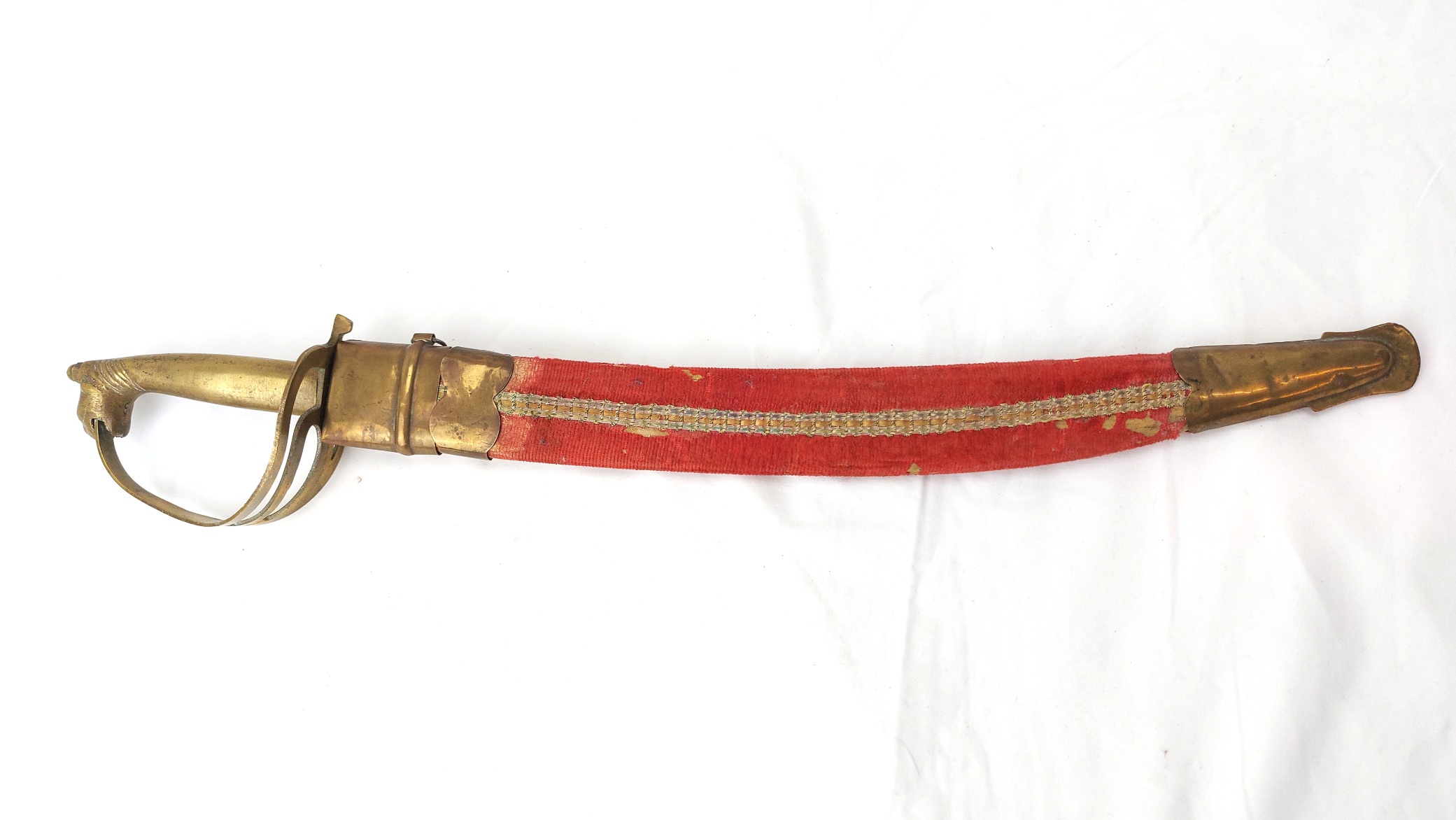 Indian, Late 20th Century, Ceremonial Talwar Dagger / Short Sword with Camel Head Hilt and Velvet Covered Scabbard - Image 25