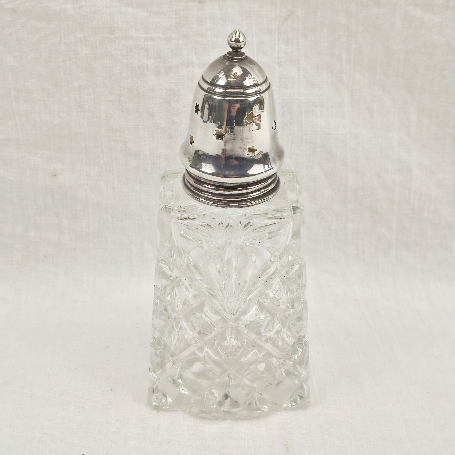 London 1905 Sterling Silver And Cut Glass Sugar Shaker