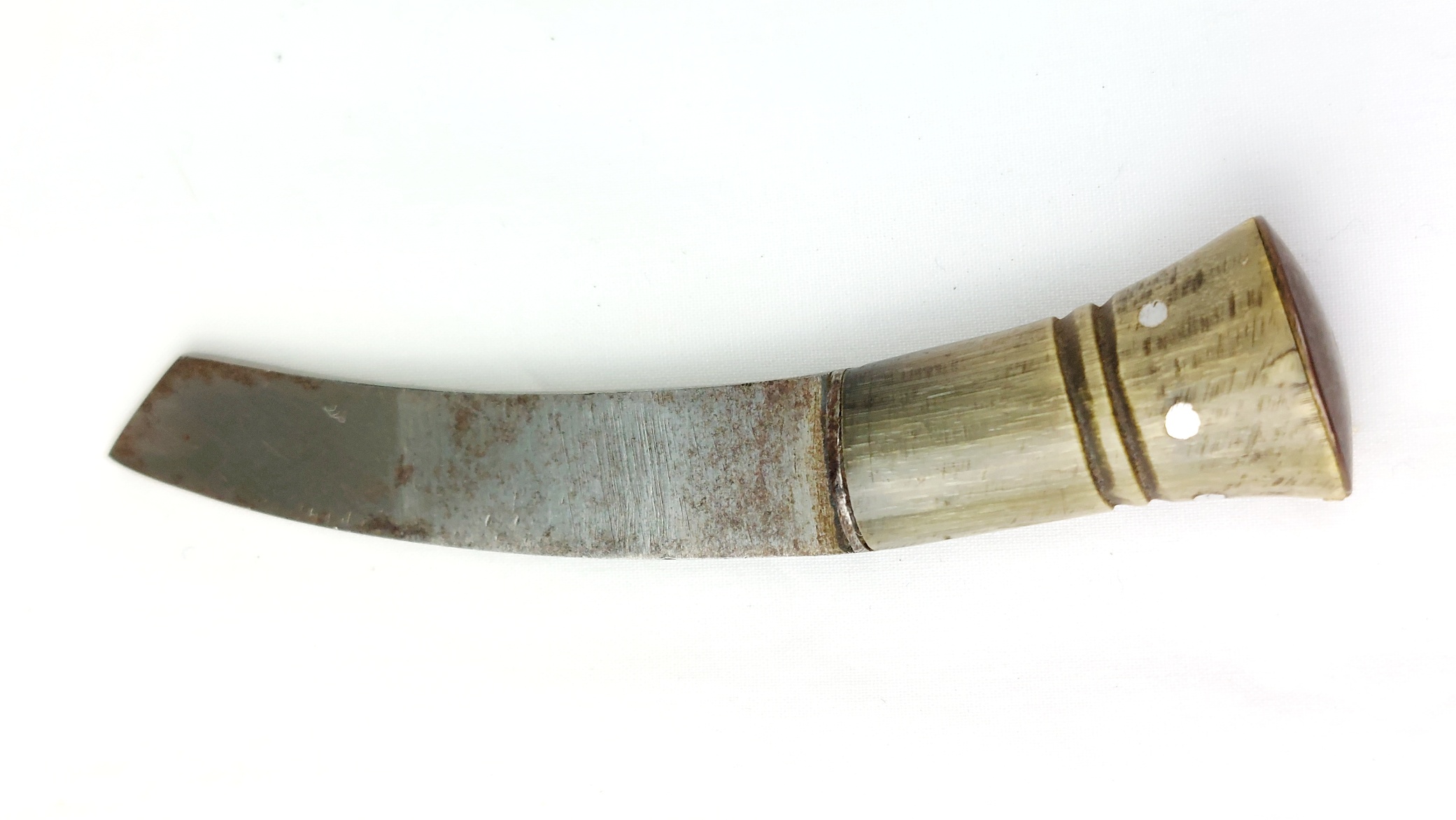 Nepalese, Late Victorian / Early 20th Century Kukri Knife Set, Lion’s Head Pommel, Studded Horn Hilt, with Karda, Chakmak and Leather Covered Scabbard - Image 22