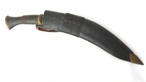 Nepalese, Parade Kukri Knife with Leather Scabbard and Karda Utility Knife