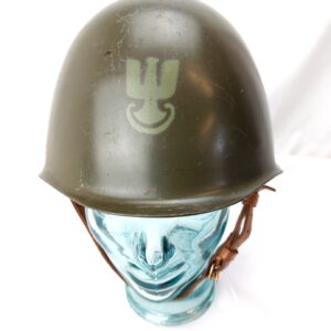 Polish, Cold War, Polish People’s Army Wz.67 Steel Combat Helmet, Dated Shell and Leather Liner 1977, with Stencilled Eagle