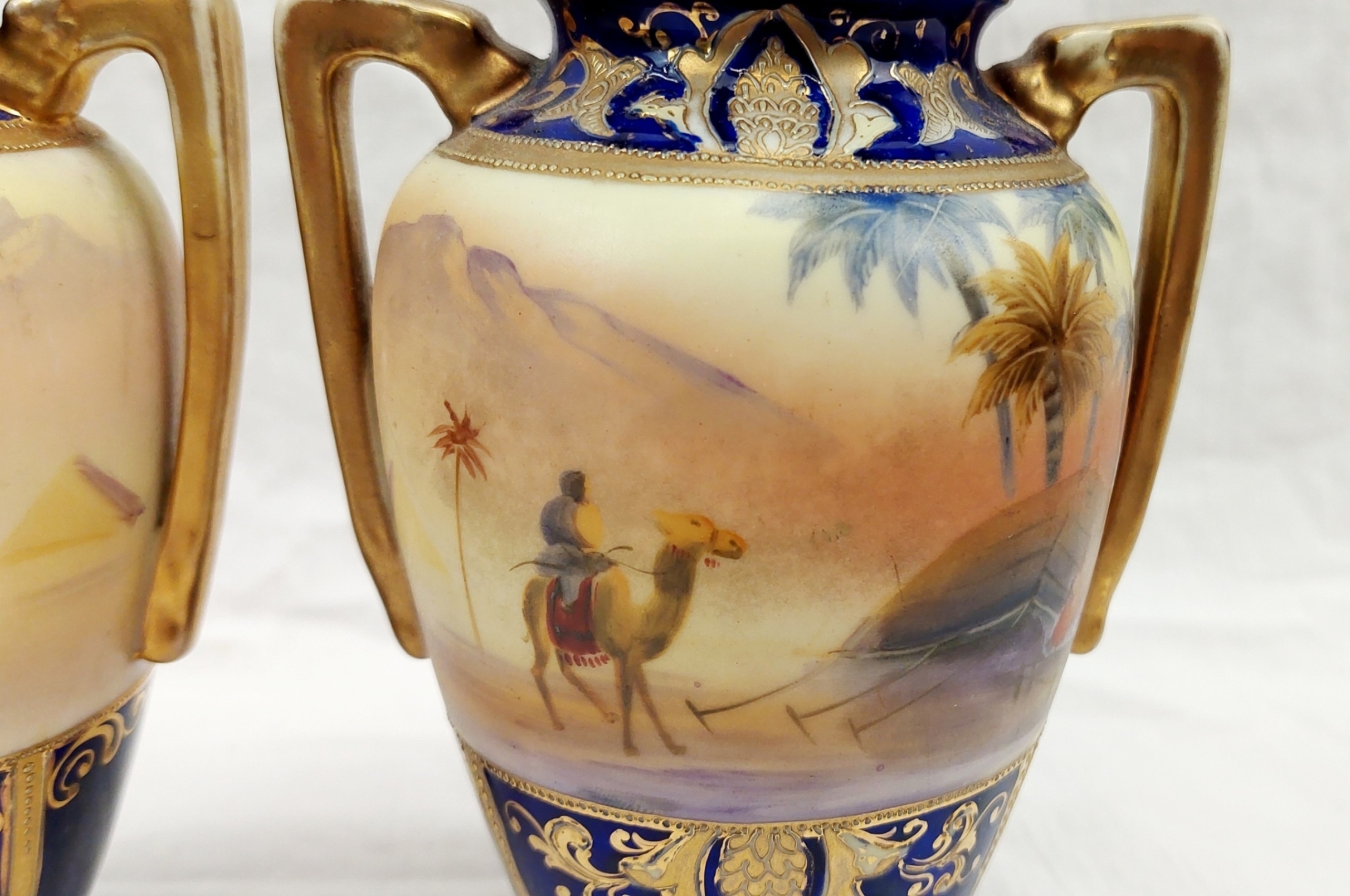 Pair Of 1920s Noritake Of Japan Vases With Egyptian Desert Scenes - Image 6