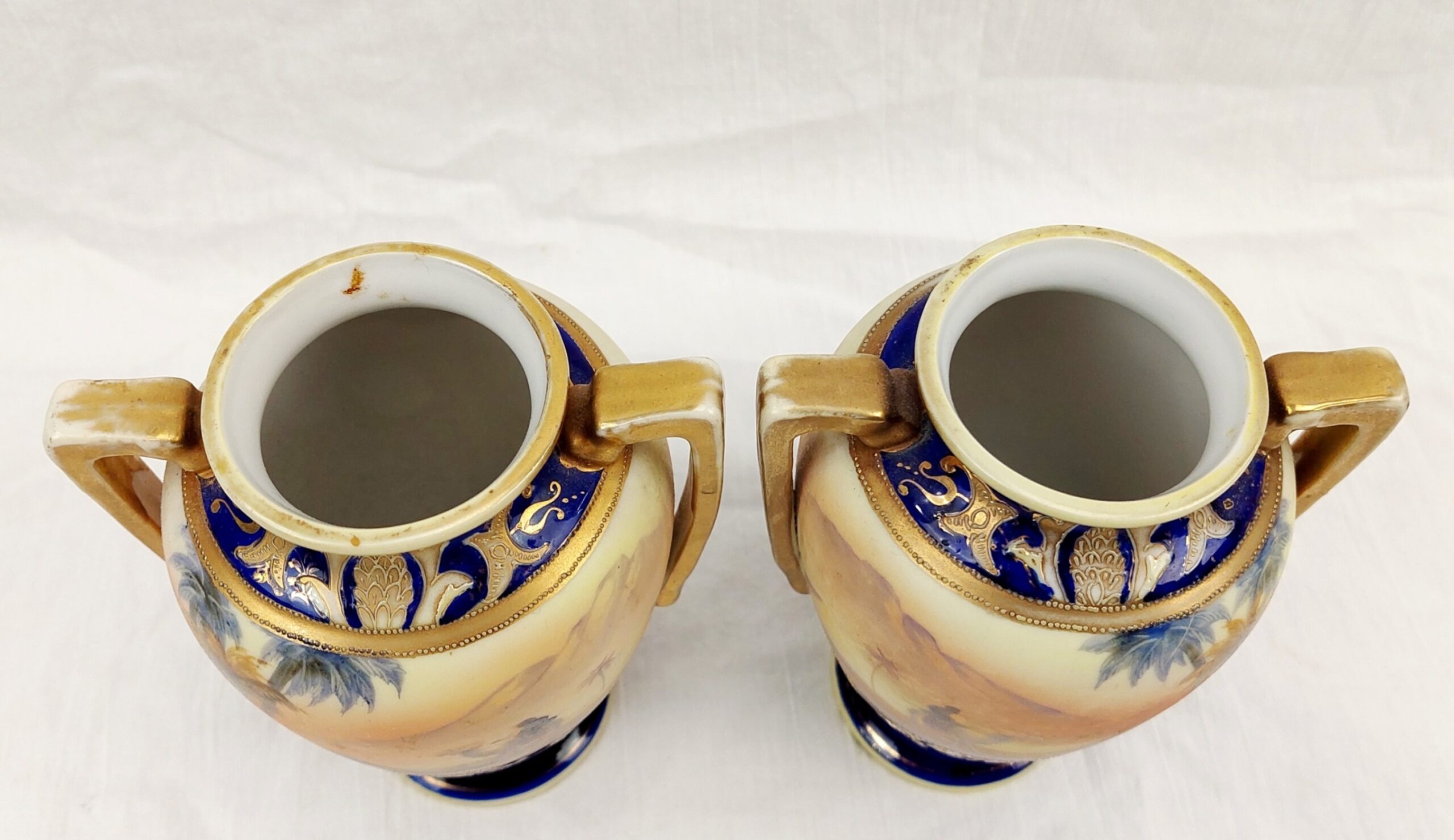Pair Of 1920s Noritake Of Japan Vases With Egyptian Desert Scenes - Image 5