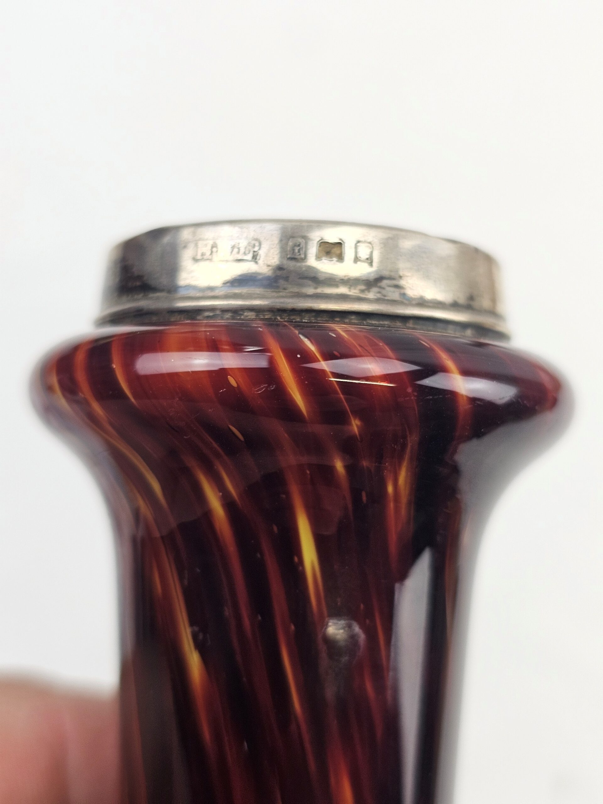 Pair Of Early 20th Century Franz Welz Glass Vases With White Metal Mounts - Image 4