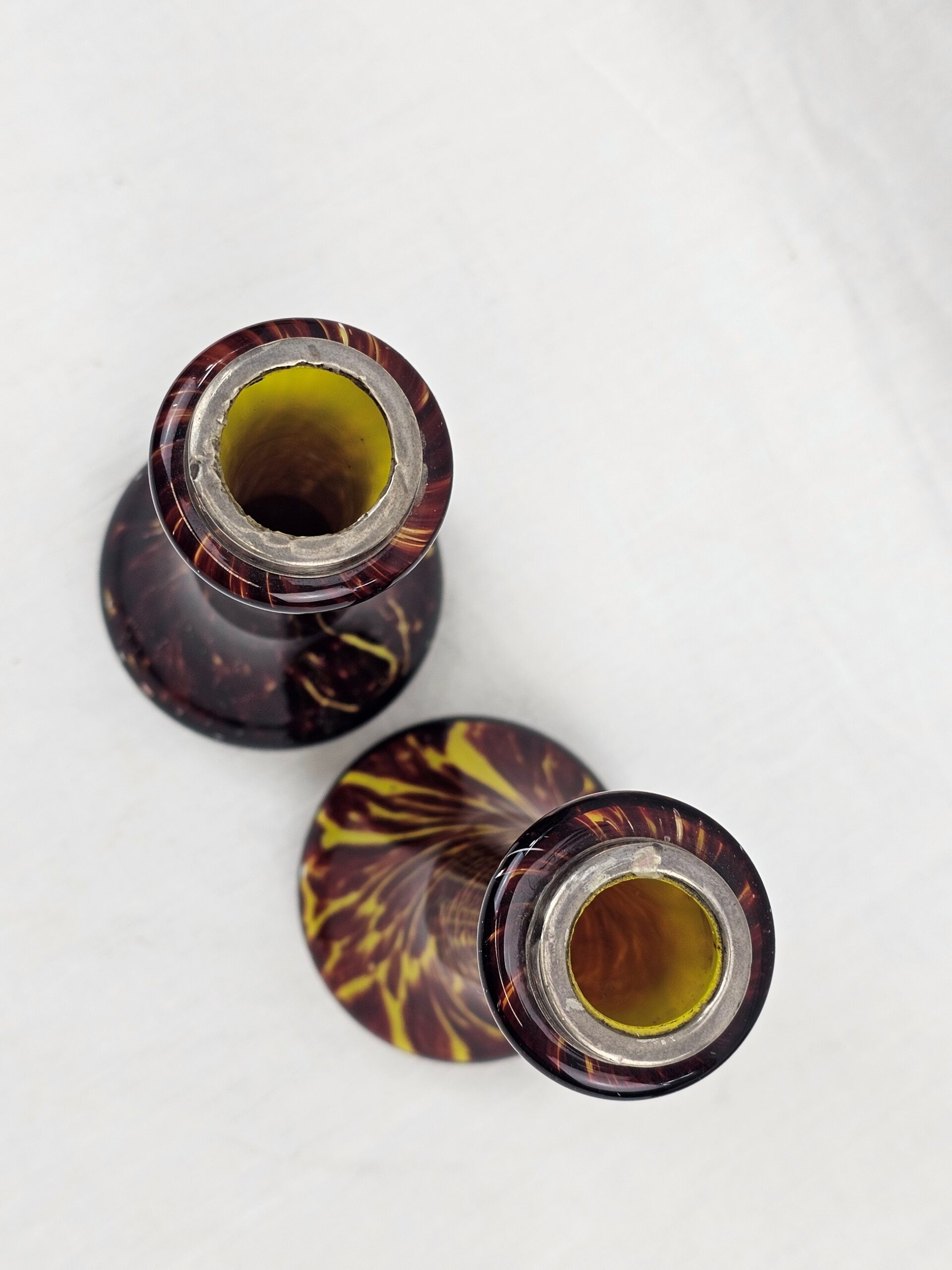 Pair Of Early 20th Century Franz Welz Glass Vases With White Metal Mounts - Image 6